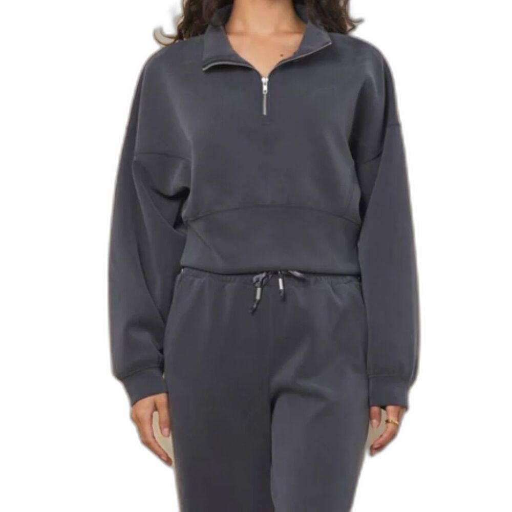 Beyond The Sea Collective Quarter Zip Luxe Cloud Graphite Soft Cozy Large